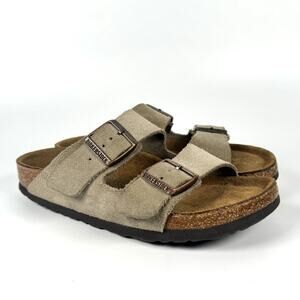 Birkenstock Arizona Women's Taupe Suede Leather Slip On Sandals Size 37 US 6.5